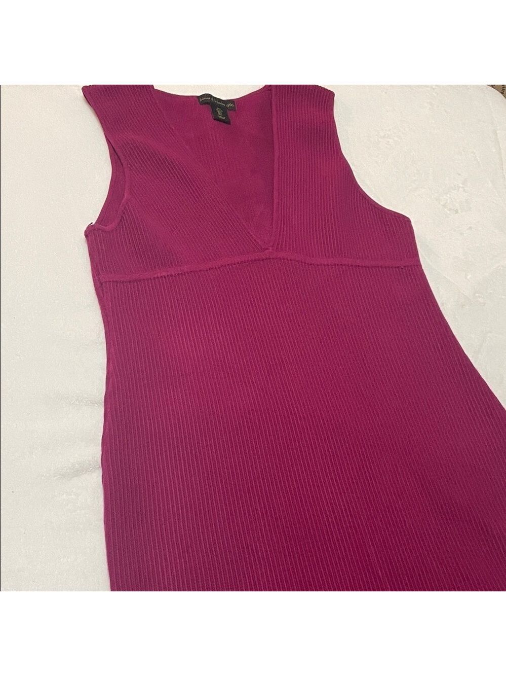 House of Harlow 1960 Luxe Ribbed Sleeveless Burgundy Dress Sz Large - Picture 9 of 9